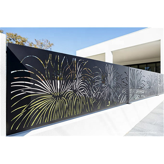 Clôture et portail en tôle électrozinguée thermolaquée gris anthracite – robuste, moderne et anticorrosion découpe laser
Tôle acier électrozingué découpe laser design – panneau décoratif moderne et sur mesure